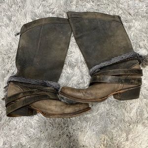 Distressed corral boots